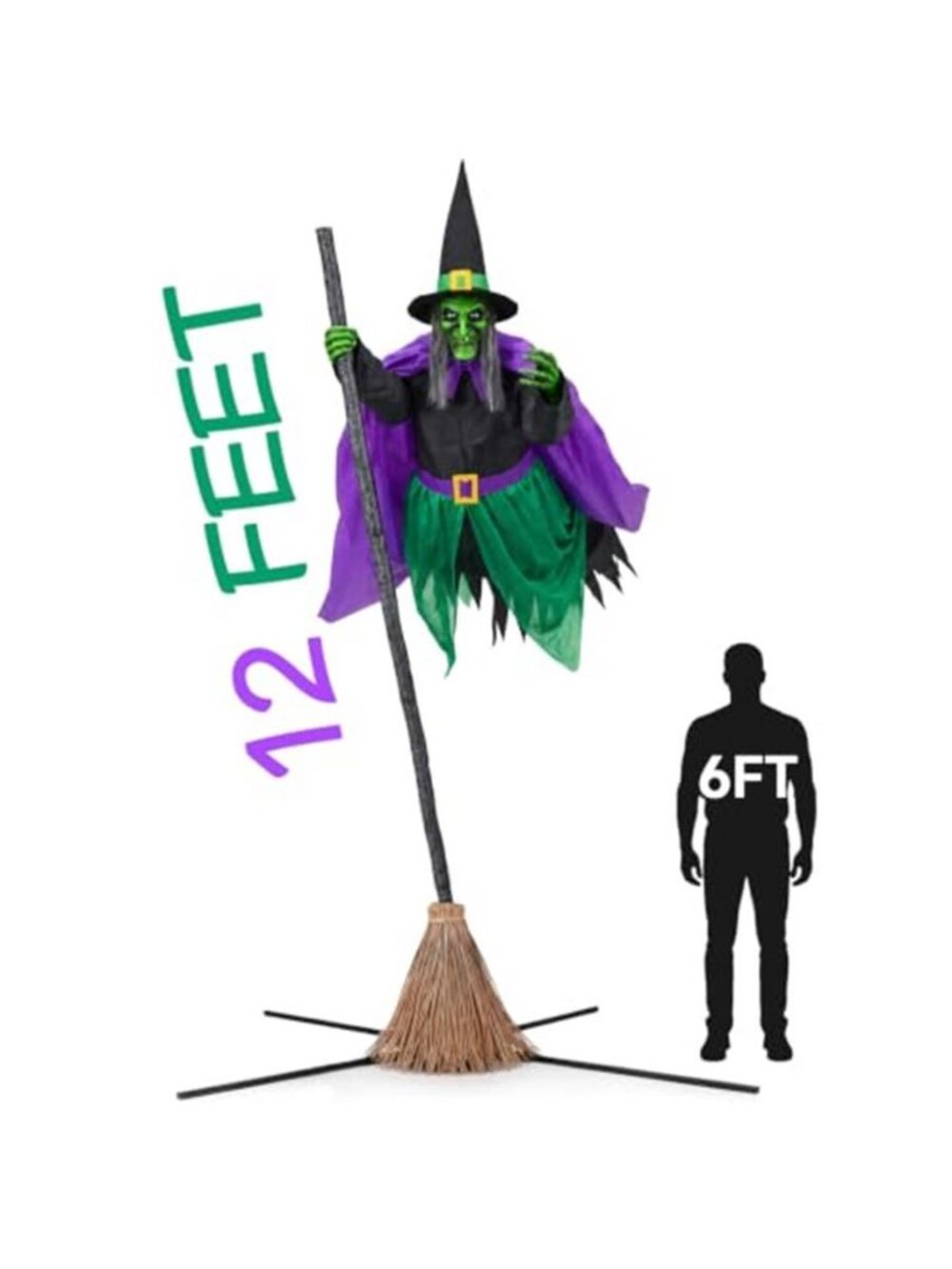 Halloween Decorations Outdoor - 12 Ft Animated Hovering Witch Animatronics